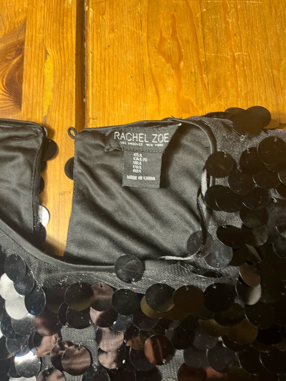 Rachel Zoe Black circle Sequin Crop Top - Picture 2 of 3
